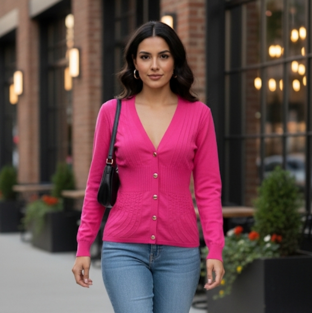Vintage Escada fuschia pink cardigan size L (44)